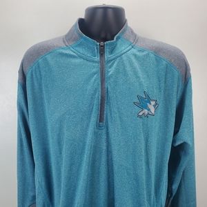 NHL San Jose Sharks 1/4 Zip Jacket Large Teal Gray